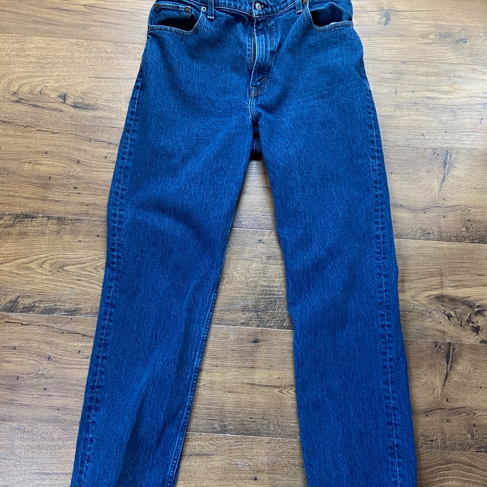 90’s straight ultra high rise blue jeans